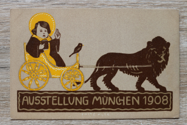 AK München / 1908 / Litho / Ausstellung / Künstler Karte Fritz Klee / Münchner Kindl / Löwe
